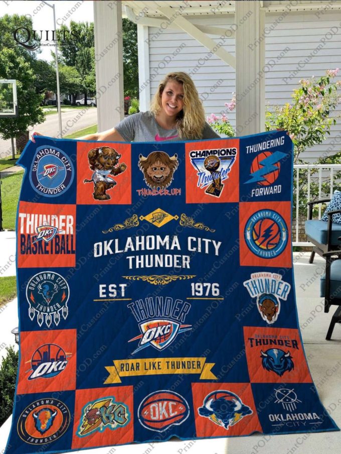 Oklahoma City Thunder Quilt Blanket For Fans Home Decor Gift 3