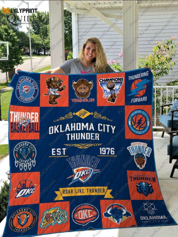 Oklahoma City Thunder Quilt Blanket For Fans Home Decor Gift 1