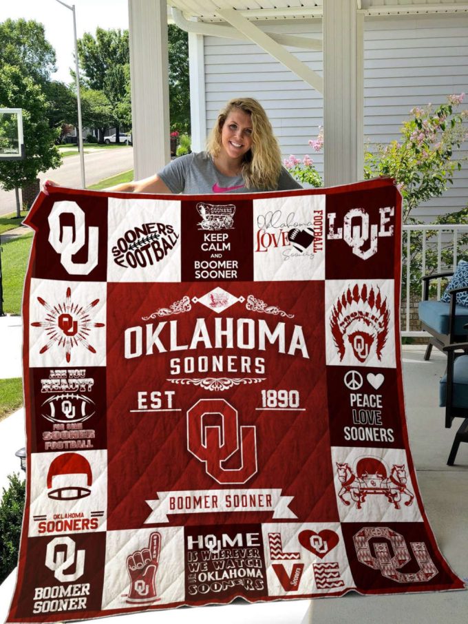 Oklahoma Sooners 1 Quilt Blanket For Fans Home Decor Gift 2