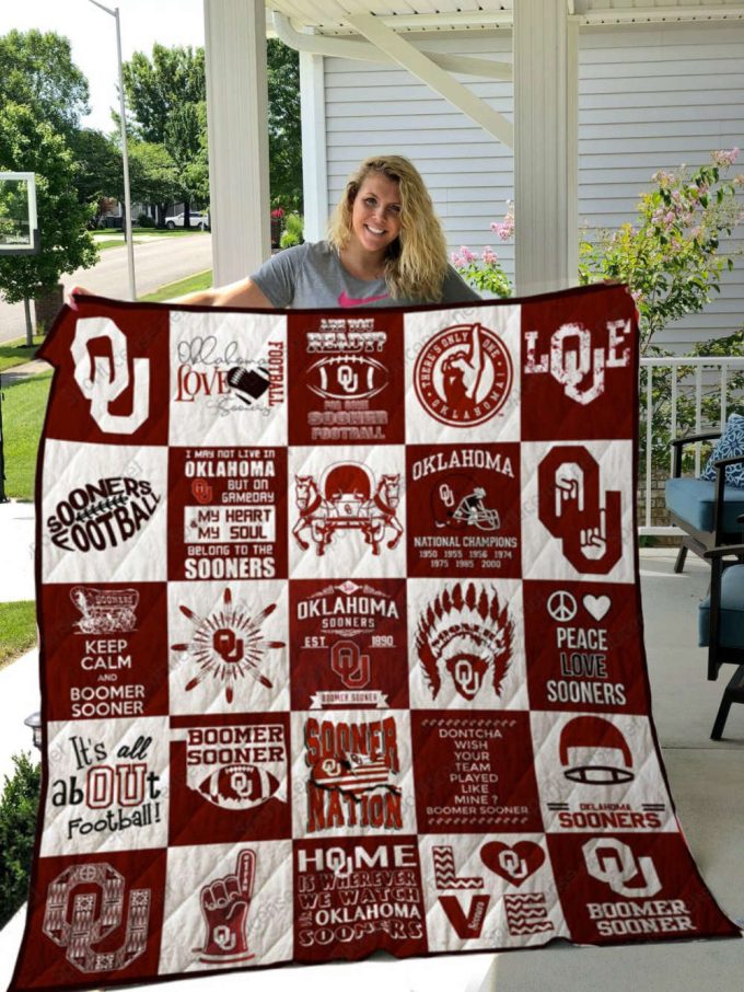 Oklahoma Sooners Quilt Blanket For Fans Home Decor Gift 2