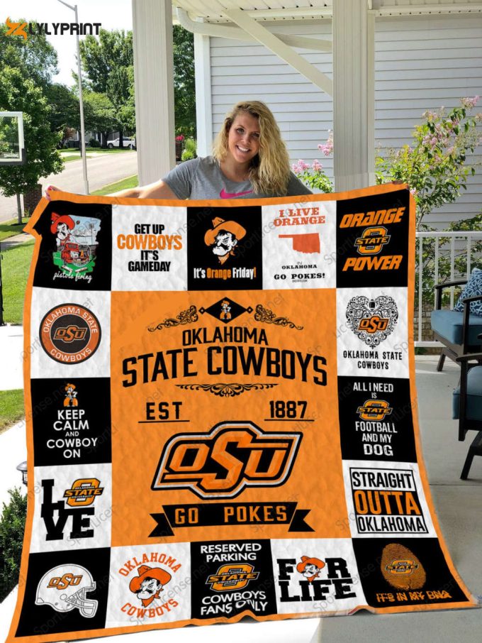 Oklahoma State Cowboys 1 Quilt Blanket For Fans Home Decor Gift 1