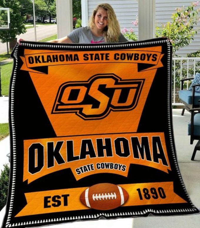 Oklahoma State Cowboys Quilt Blanket For Fans Home Decor Gift 2