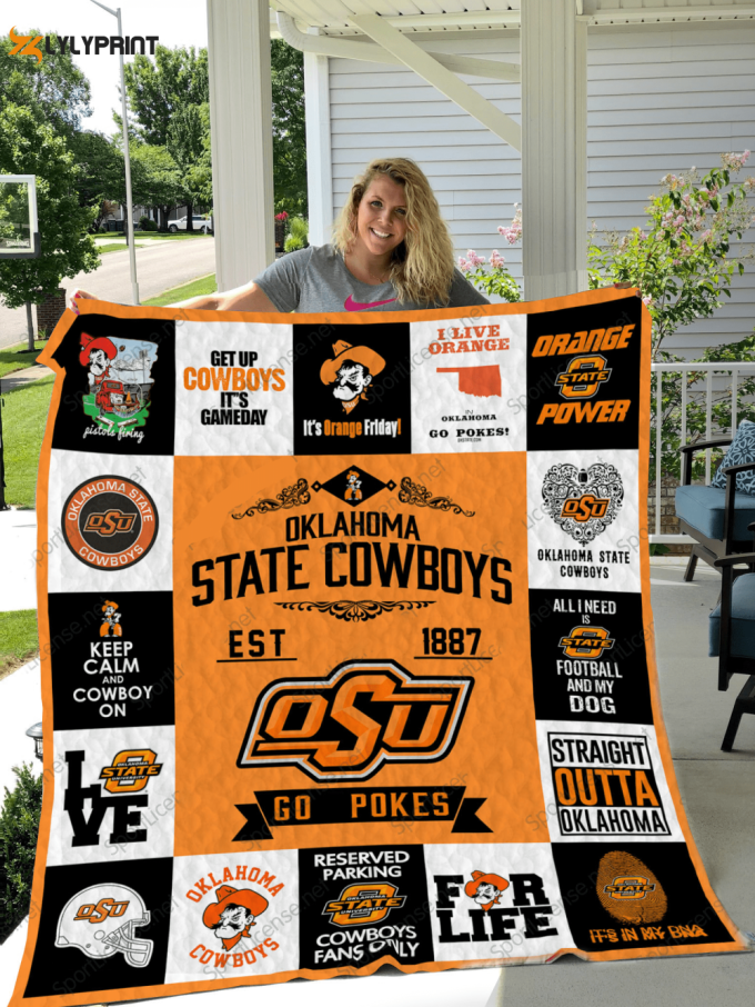 Oklahoma State Cowboys Quilt Blanket For Fans Home Decor Gift 1