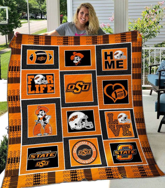 Oklahoma State Cowboys Quilt Blanket For Fans Home Decor Gift 2