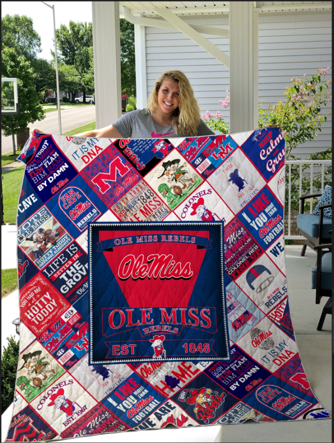 Ole Miss Rebels 4 Quilt Blanket For Fans Home Decor Gift 2