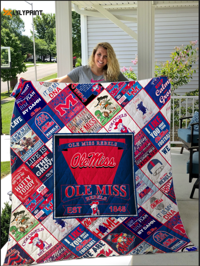 Ole Miss Rebels 4 Quilt Blanket For Fans Home Decor Gift 1