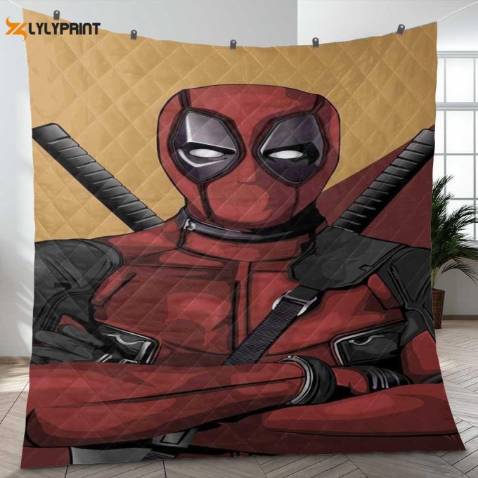 Once Upon A Deadpool Movies Gifts Lover Quilt Blanket,Deadpool Quilt Blanket 1