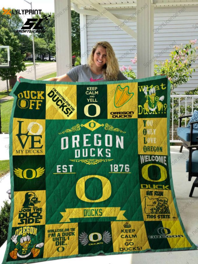 Oregon Ducks 2 Quilt Blanket For Fans Home Decor Gift 1