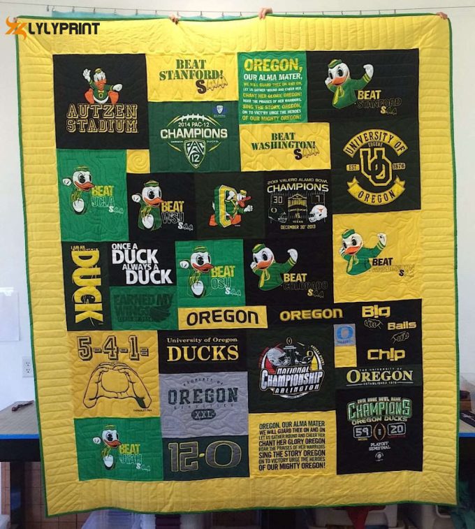 Oregon Ducks Version 3D Customized Quilt Blanket For Fans Home Decor Gift 1