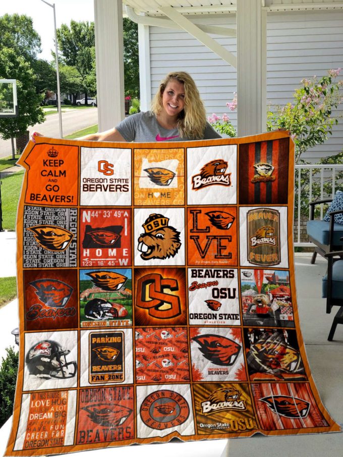 Oregon State Beavers Quilt Blanket For Fans Home Decor Gift 2