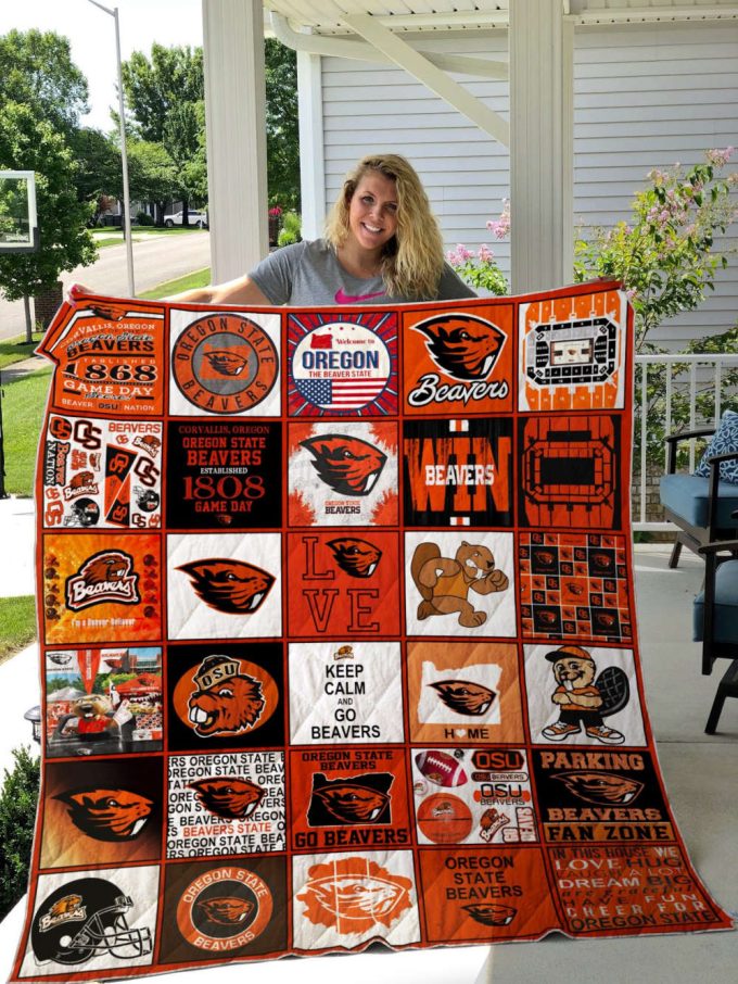 Oregon State Beavers Quilt Blanket For Fans Home Decor Gift 2