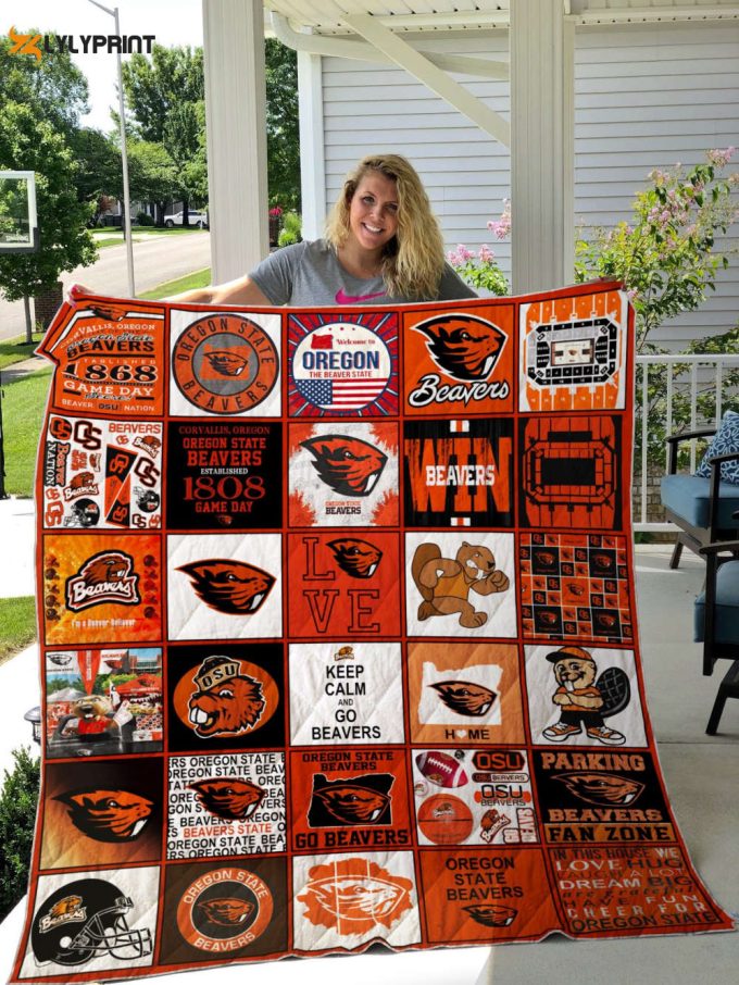 Oregon State Beavers Quilt Blanket For Fans Home Decor Gift 1