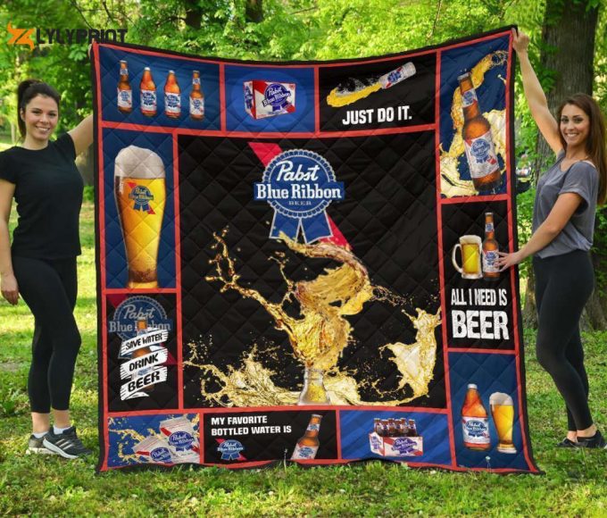 Pabst Blue Ribbon Quilt Blanket For Fans Home Decor Gift 1