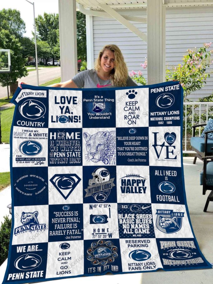 Penn State Nittany Lions Quilt Blanket For Fans Home Decor Gift 2