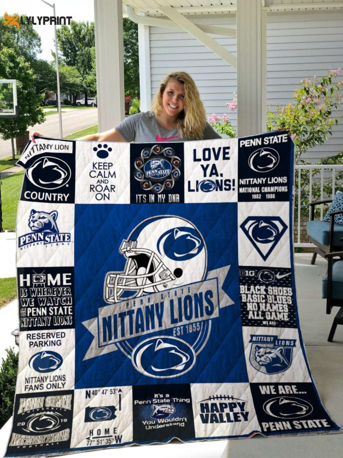 Penn State Nittany Lions Quilt Blanket For Fans Home Decor Gift 1