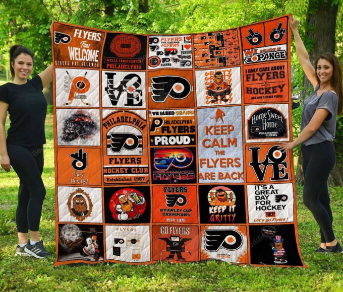 Philadelphia Flyers Quilt Blanket For Fans Home Decor Gift 2