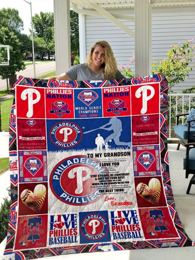 Philadelphia Phillies Quilt Blanket For Fans Home Decor Gift 3