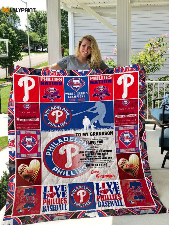 Philadelphia Phillies Quilt Blanket For Fans Home Decor Gift 1