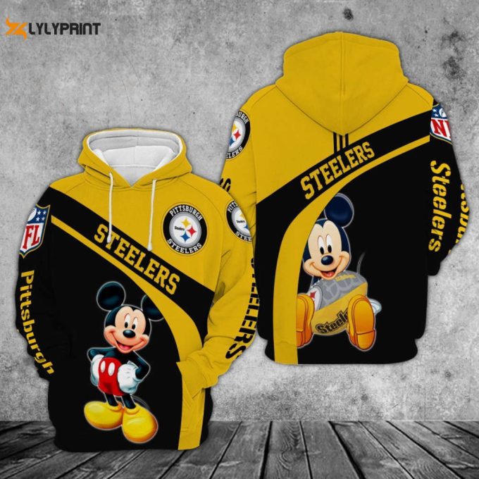 Pittsburgh Steelers And Mickey - Hoodie 3D 1