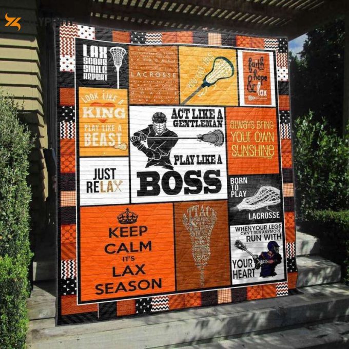 Play Like A Boss Lacrosse Men Orange 3D Customized Quilt 1