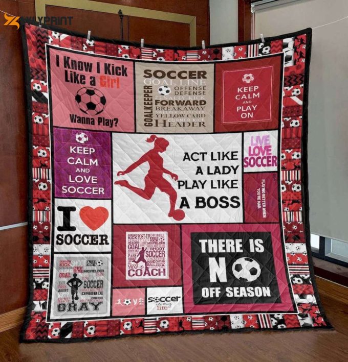 Play Like A Boss Soccer Red 3D Customized Quilt 1