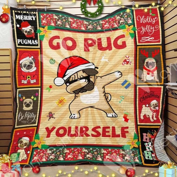 Pug Awesome 3D Customized Quilt 1