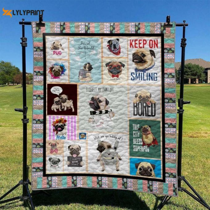 Pug Awesome 3D Customized Quilt 1