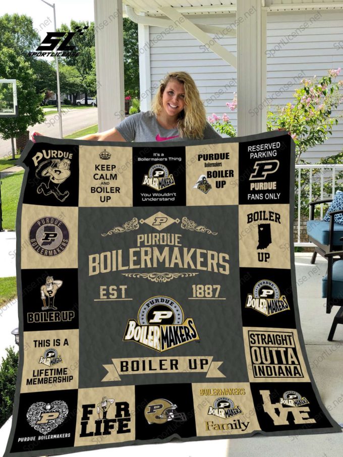 Purdue Boilermakers Quilt Blanket For Fans Home Decor Gift Fd 2