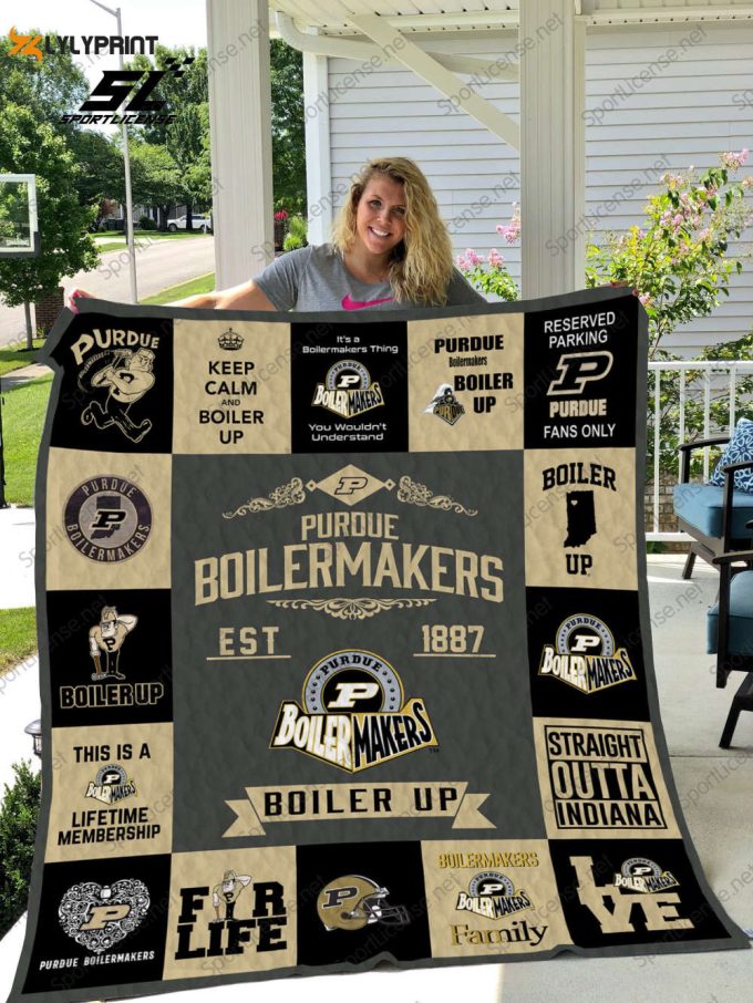 Purdue Boilermakers Quilt Blanket For Fans Home Decor Giftfd 1