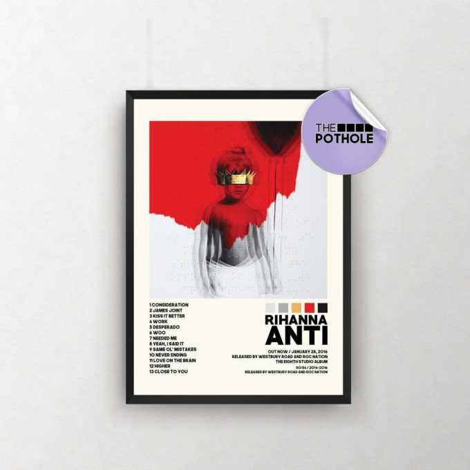 Rihanna Posters / Anti Poster / Anti By Rihanna Tracklist / Album Cover Poster Poster Print Wall Art, Custom Poster, Poster 2