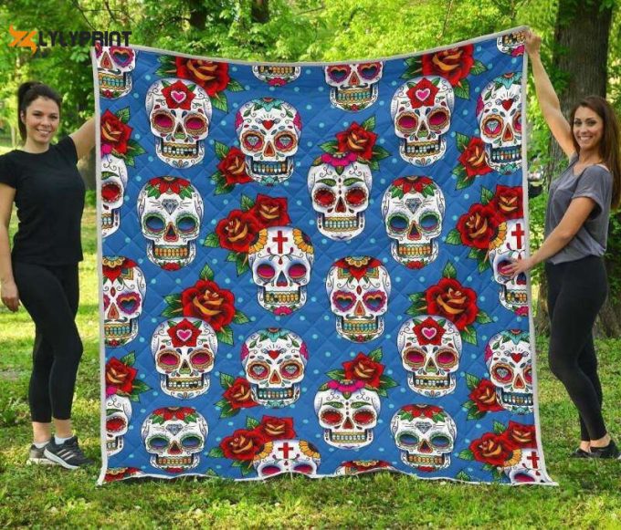 Rose Sugar Skull 3D Customized Quilt 1