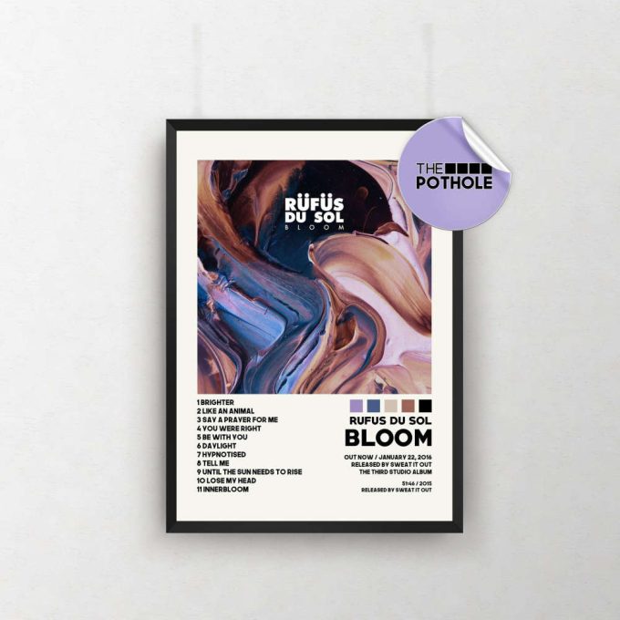 Rufus Du Sol Poster | Bloom Poster | Rufus Du Sol, Tracklist Album Cover Poster / Album Cover Poster, Print Art, Bloom, Solace 2