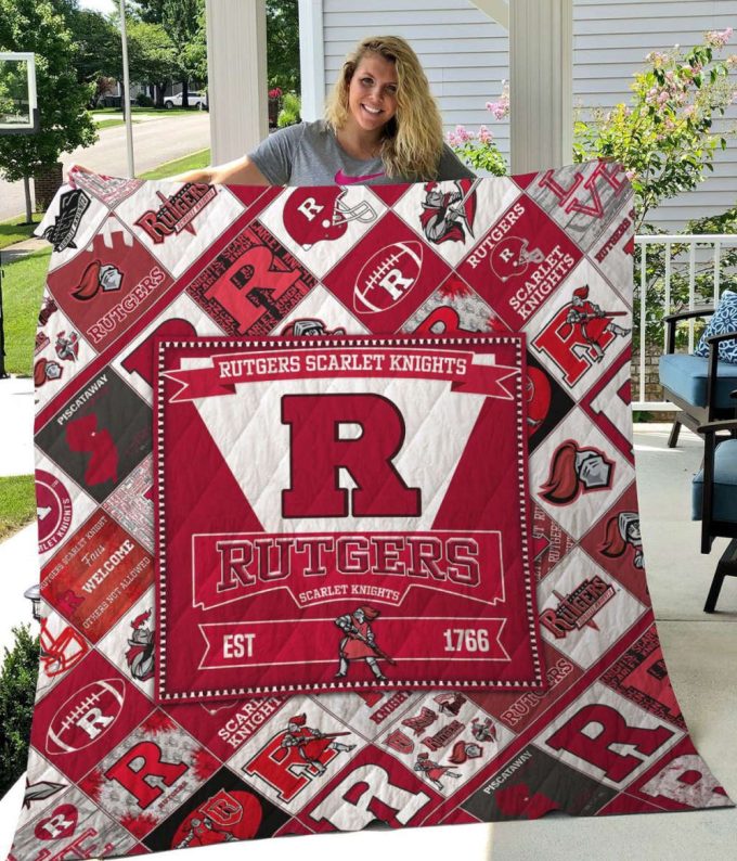 Rutgers Scarlet Knights Quilt Blanket For Fans Home Decor Gift 2