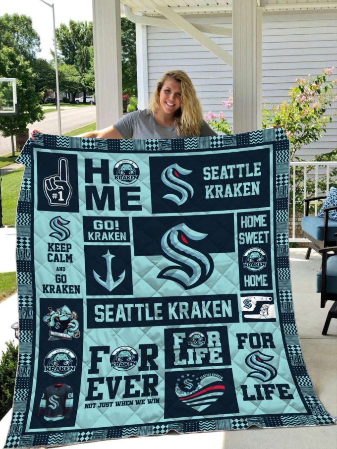 Seattle Kraken Quilt Blanket For Fans Home Decor Gift 2