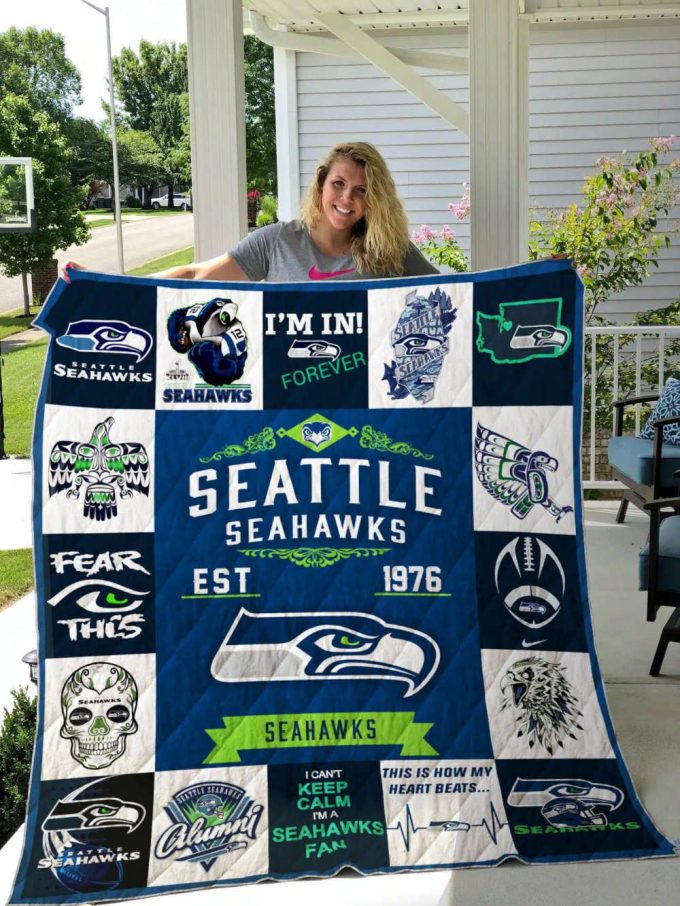 Seattle Seahawks Quilt Blanket For Fans Home Decor Gift 2