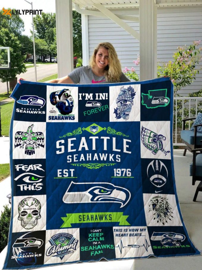 Seattle Seahawks Quilt Blanket For Fans Home Decor Gift 1
