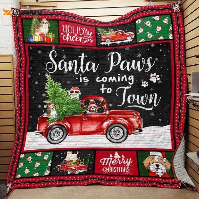 Shih Tzu Merry Xmas Awesome 3D Customized Quilt 1