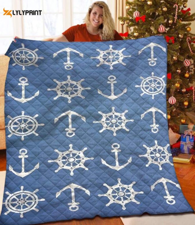 Ship Wheel Anchor 3D Customized Quilt 1