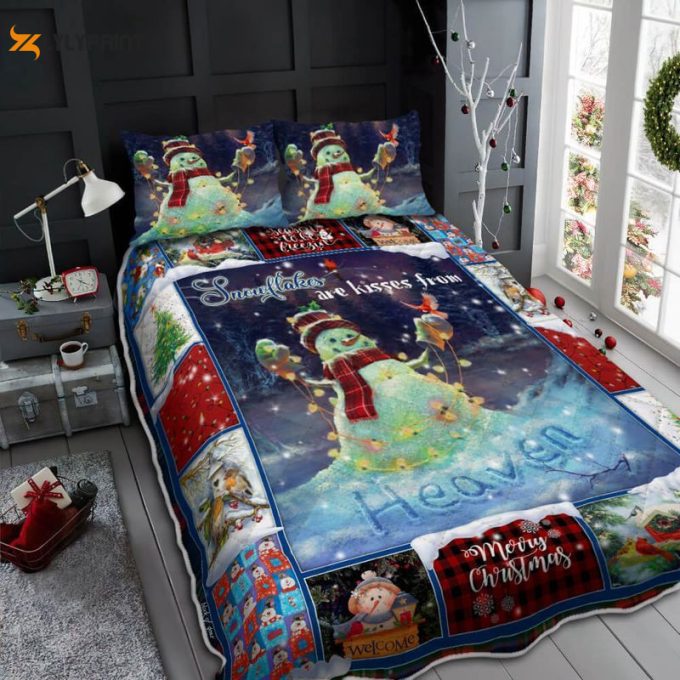 Snowflakes Are Kisses From Heaven Merry Christmas Quilt Bedding Set 1