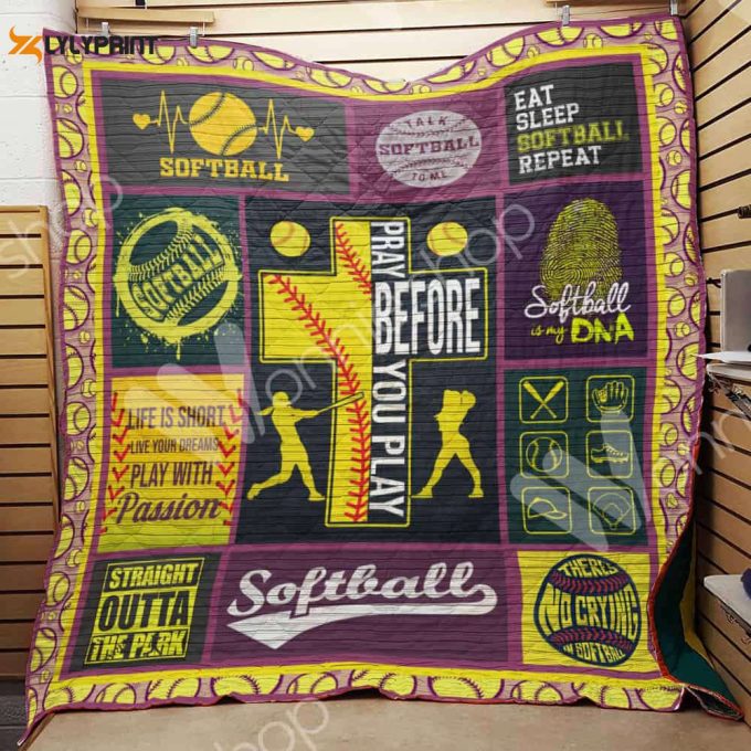 Softball 3D Customized Quilt Blanket For Fans Home Decor Gift 1