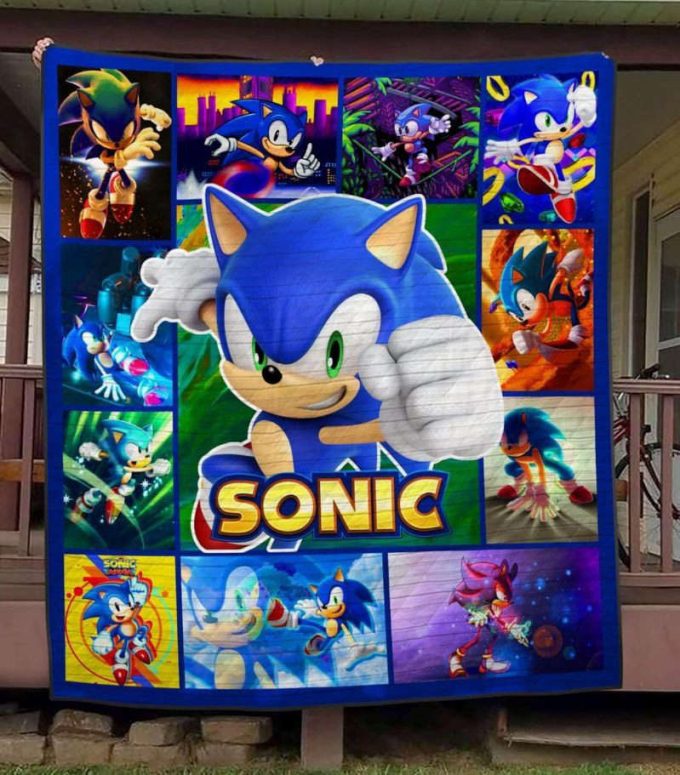 Sonic Quilt Blanket For Fans Home Decor Gifts 2