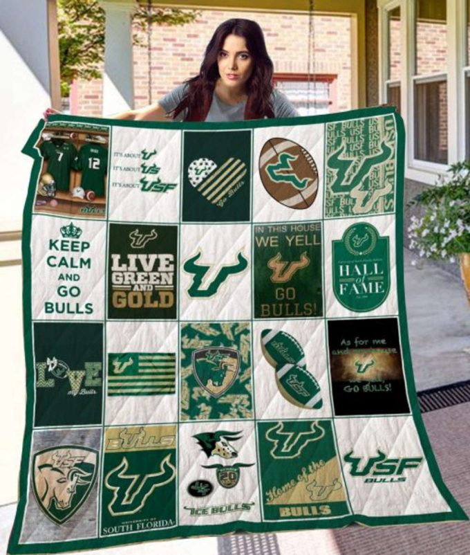 South Florida Bulls 3 Quilt Blanket For Fans Home Decor Gift 2