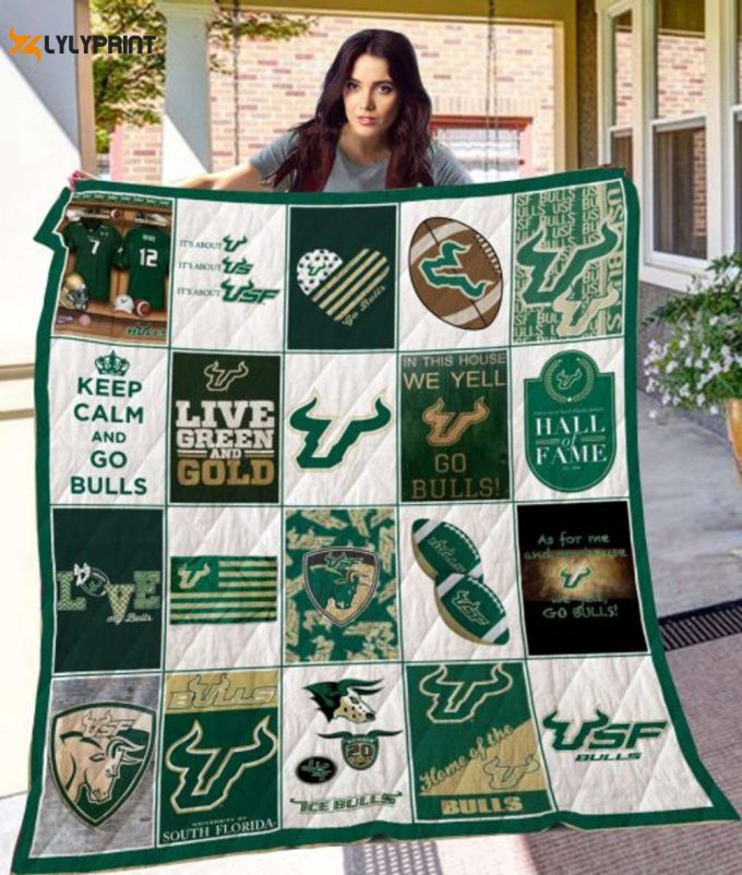 South Florida Bulls 3 Quilt Blanket For Fans Home Decor Gift 1