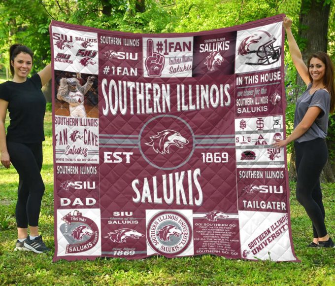 Southern Illinois Salukis Quilt Blanket For Fans Home Decor Gift 2