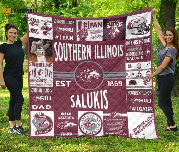 Southern Illinois Salukis Quilt Blanket For Fans Home Decor Gift 1