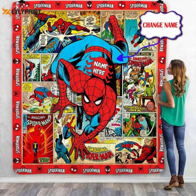 Spiderman Marvel Comics Personalized Quilt Blanket For Fans Home Decor Gift, 1