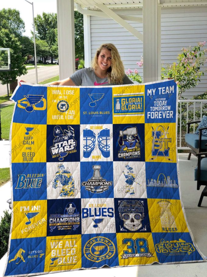 St. Louis Blues 2 Quilt Blanket For Fans Home Decor Gift 3