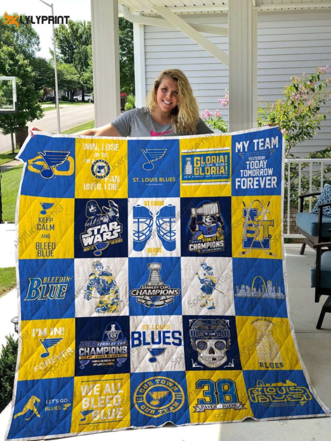 St. Louis Blues 2 Quilt Blanket For Fans Home Decor Gift 1