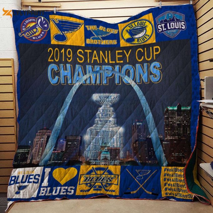 St. Louis Blues 2 Stanley Cup Champions 3D Customized Quilt 1