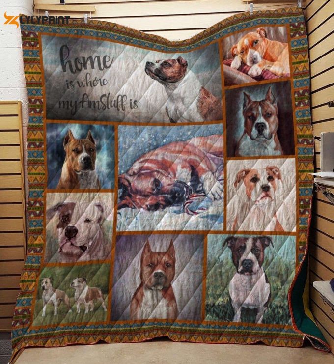 Staffordshire Bull Terrier 3D Customized Quilt 1